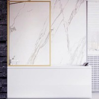 Шторка на ванну Veconi Palau 60 PL85G-60-01-C7 профиль Брашированное золото стекло прозрачное