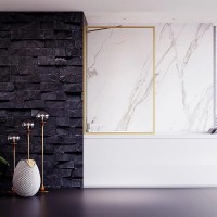 Шторка на ванну Veconi Palau 60 PL85G-60-01-C7 профиль Брашированное золото стекло прозрачное