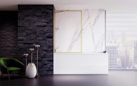 Шторка на ванну Veconi Palau 60 PL85G-60-01-C7 профиль Брашированное золото стекло прозрачное