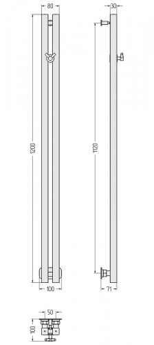 Водяной полотенцесушитель Сунержа Фьорд PRO 120x5 00-0458-1250 Без покрытия