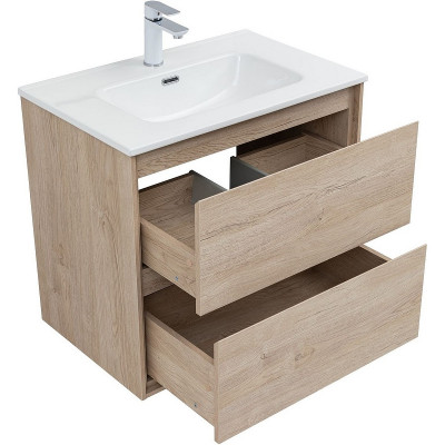 Тумба под раковину Aquanet Милан 70 336383 подвесная Дуб светлый МДФ / ЛДСП