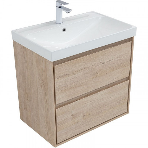 Тумба под раковину Aquanet Милан 70 336383 подвесная Дуб светлый МДФ / ЛДСП