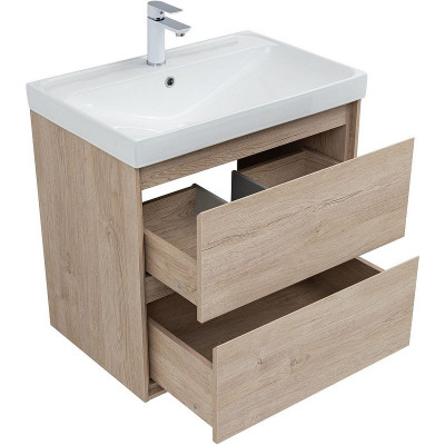 Тумба под раковину Aquanet Милан 70 336383 подвесная Дуб светлый МДФ / ЛДСП