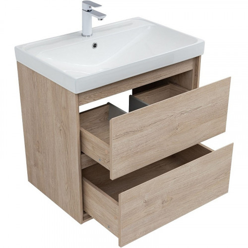Тумба под раковину Aquanet Милан 70 336383 подвесная Дуб светлый МДФ / ЛДСП