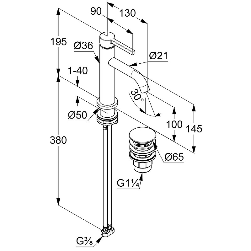 Смеситель для раковины Kludi Nova Fonte Pura 202885315 Белый матовый латунь