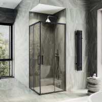 Душевой уголок Maybah Glass MGY-1323-6 900x900x1950 раздвижной профиль Черный стекло прозрачное