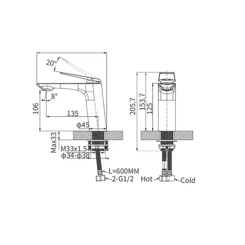 Смеситель для раковины Arrow AMP1145 цвет Хром