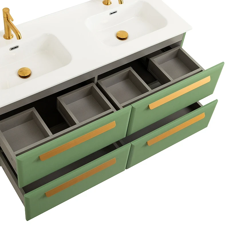 Тумба под раковину Cezares Eco-Cer-N 120 ECO-CER-N-1200-4C-SO-2-PS-P подвесная Фисташковый Софт без ручек МДФ / ЛДСП