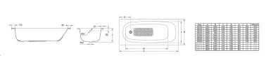 Стальная ванна BLB Universal HG 170x70 B70HTH001 handles цвет Белый с отверстиями под ручки, с шумоизоляцией