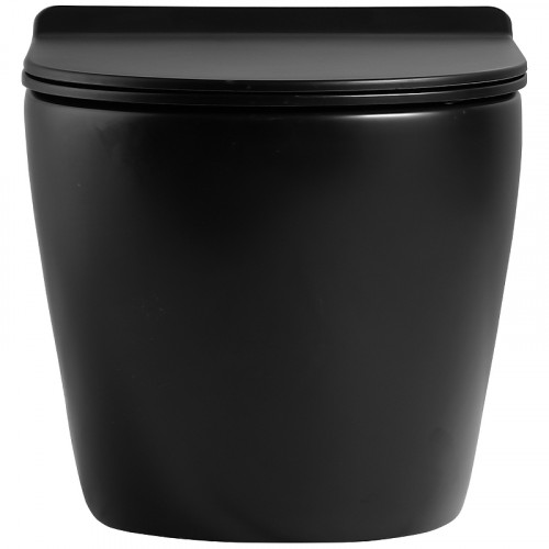 Комплект унитаза с инсталляцией Agger ATI03144+APB244 с сиденьем Микролифт и Черной матовой клавишей смыва фарфор подвесной