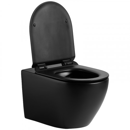 Комплект унитаза с инсталляцией Agger ATI03144+APB244 с сиденьем Микролифт и Черной матовой клавишей смыва фарфор подвесной