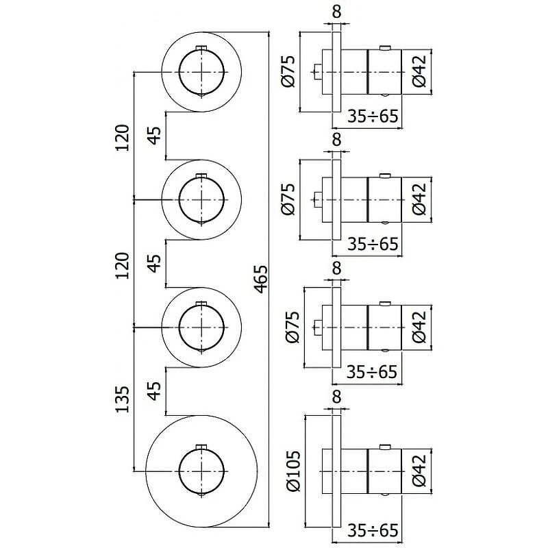 Смеситель для душа Paffoni Modular Box MDE019HGSP с термостатом цвет Золото медовое брашированное