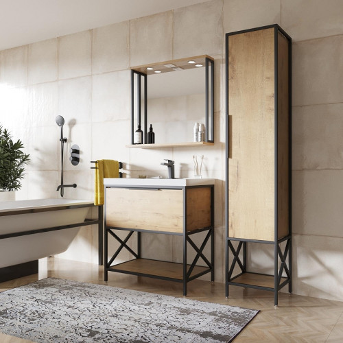 Тумба под раковину Mixline Бруклин 80 543586 цвет Дуб бунратти