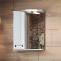 Зеркало со шкафом Vigo Diana 50 L z.DIA.50.L.El с подсветкой Белое МДФ / ЛДСП, стекло