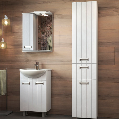 Зеркало со шкафом Vigo Diana 50 L z.DIA.50.L.El с подсветкой Белое МДФ / ЛДСП, стекло