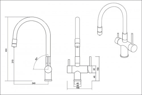Смеситель для кухни Emar PVD ЕС - 3015 PVD цвет Dark