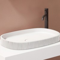 Раковина-чаша Abber Stein 55 AS2601 Белая искусственный камень (литьевой мрамор) накладная