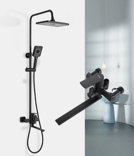 Душевая система Frap H71-6 F2471-6 Черная матовая латунь на стену