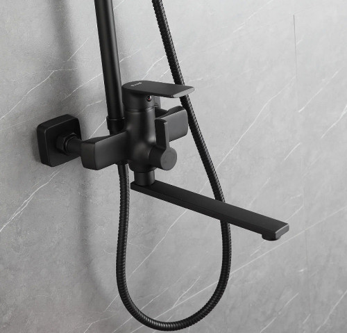 Душевая система Frap H71-6 F2471-6 Черная матовая латунь на стену