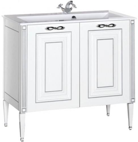 Тумба под раковину Aquanet Паола 90 181762 Белая серебро МДФ / ЛДСП