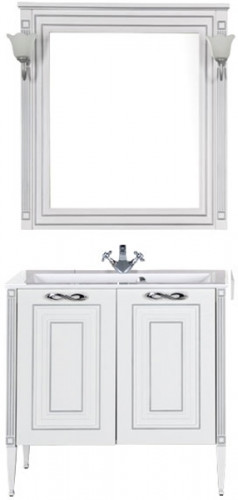 Тумба под раковину Aquanet Паола 90 181762 Белая серебро МДФ / ЛДСП