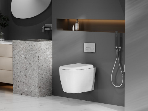 Унитаз Abber Rechteck AC1217 подвесной цвет Белый с сиденьем Микролифт