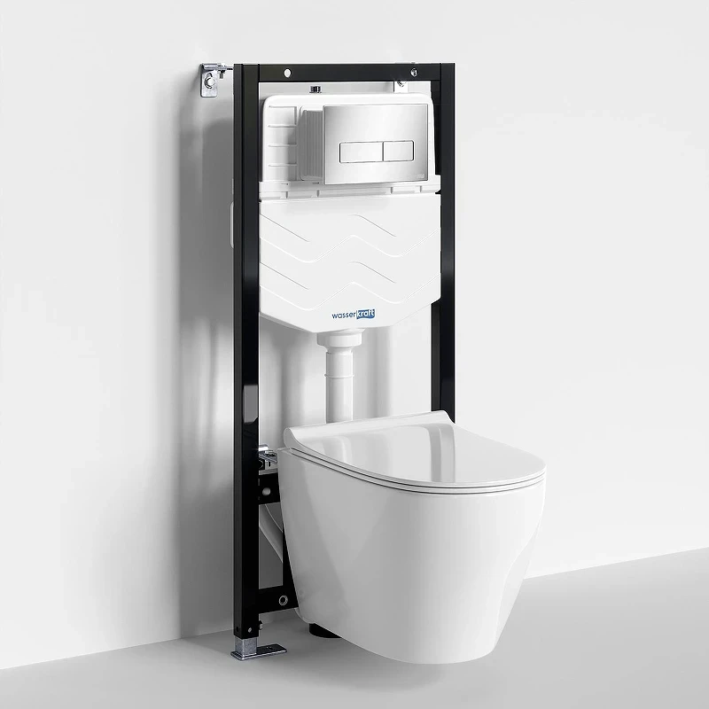 Комплект унитаза с инсталляцией WasserKRAFT Aller 10TLT.010.ME.CH03.H002 цвет Белый с сиденьем Микролифт и клавишей смыва цвет Хром