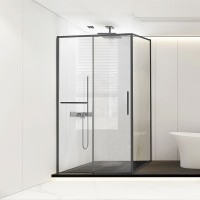 Душевой уголок Vincea Slim Soft 140x80 VSR-1SS8014CLGM профиль Вороненая сталь стекло прозрачное