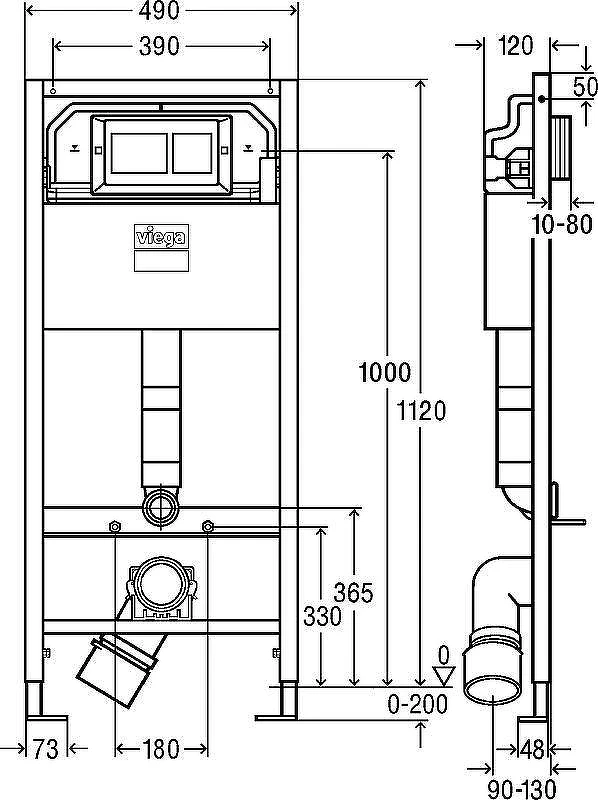 Унитаз с инсталляцией Damixa Jupiter DX77C1738SC + Viega Prevista Dry 8524.14 792596 с сиденьем Микролифт и клавишей смыва Хром