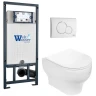 Комплект унитаза с инсталляцией WeltWasser MARBERG 507 + ERLENBACH 004 GL-WT + MAR 507 RD GL-WT 10000010378 цвет Белый глянцевый с сиденьем Микролифт и клавишей смыва цвет Белый глянцевый
