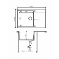 Кухонная мойка Polygran Gals-760 №16 290587 Черная искусственный камень (литьевой мрамор) встраиваемый