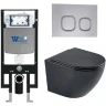 Комплект унитаза с инсталляцией WeltWasser AMBERG 497 + MERZBACH 043 MT-BL + AMBERG RD-CR 10000011331 цвет Черный матовый с сиденьем Микролифт и клавишей смыва цвет Хром