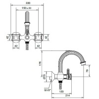 Смеситель для ванны Cezares Olimp OLIMP-VD-03/24-Sw Золото 24 карат латунь на стену