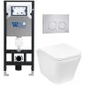 Комплект унитаза с инсталляцией WeltWasser AMBERG 506 + GELBACH 043 GL-WT + AMBERG RD-MT CR 10000011863 цвет Белый глянцевый с сиденьем Микролифт и клавишей смыва цвет Хром матовый