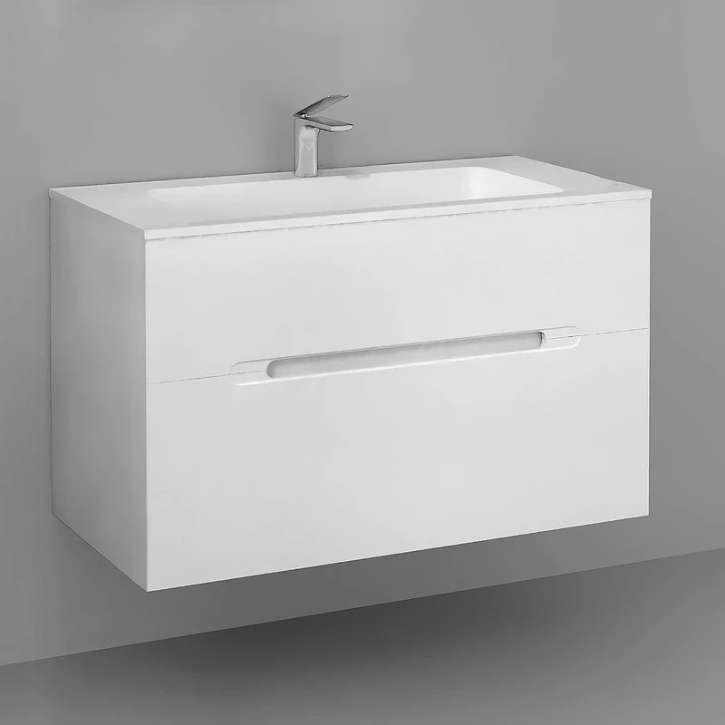 Тумба под раковину Jorno Modul 100 Mоl.01.97/P/W подвесная Белый глянец МДФ / ЛДСП