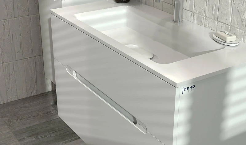 Тумба под раковину Jorno Modul 100 Mоl.01.97/P/W подвесная Белый глянец МДФ / ЛДСП