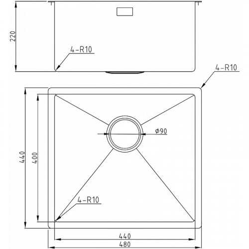 Кухонная мойка Milacio Denia 48 MC.77440 Нержавеющая сталь нержавеющая сталь встраиваемая сверху, встраиваемая снизу