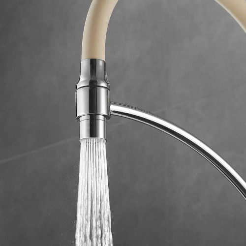 Смеситель для кухни Shevanik S743-2 цвет Хром Бежевый