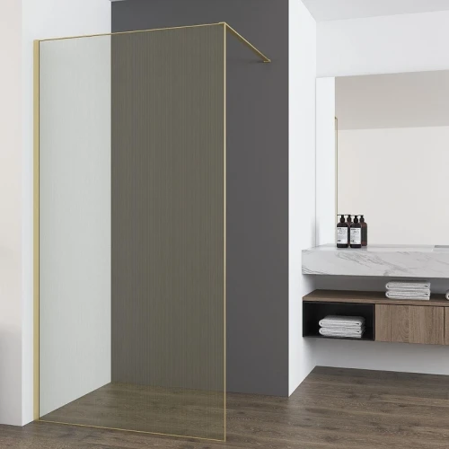 Душевая перегородка Vincea Walk-In 100 VSW-7HS100GWG профиль Брашированное золото стекло ламинированное с золотыми нитями