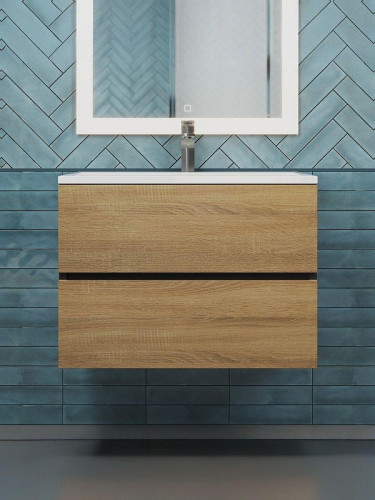 Тумба с раковиной Uperwood Barsa 70 2930205157+Barsa 70 2911020345 подвесная цвет Черный матовый Дуб сонома