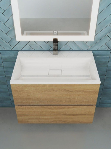 Тумба с раковиной Uperwood Barsa 70 2930205157+Barsa 70 2911020345 подвесная цвет Черный матовый Дуб сонома