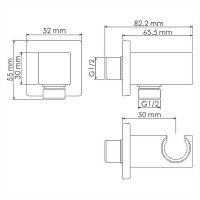 Шланговое подключение WasserKRAFT Glan A185 Черное глянцевое латунь на стену
