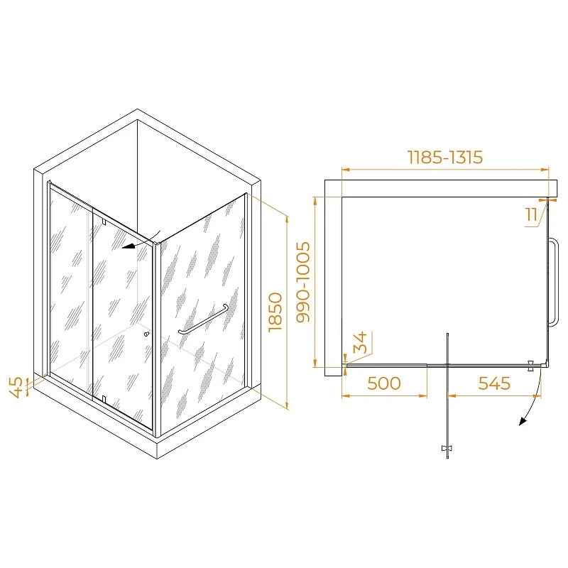 Душевой уголок RGW Passage 120x100 410844120-011 профиль цвет Хром стекло прозрачное
