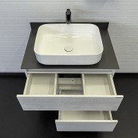 Тумба с раковиной Comforty Прага 75 00-00014832 Дуб белый Графит МДФ / ЛДСП