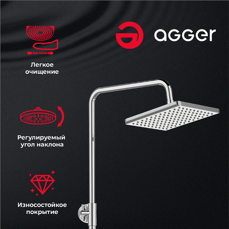Душевая система Agger Merry A1394400 Хром латунь на стену