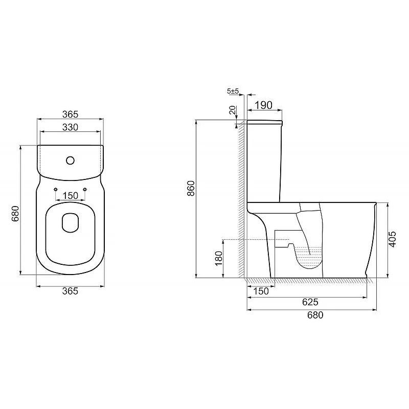 Унитаз компакт BelBagno Prado BB10150CP/BB10150SC без бачка с сиденьем Микролифт фаянс напольный