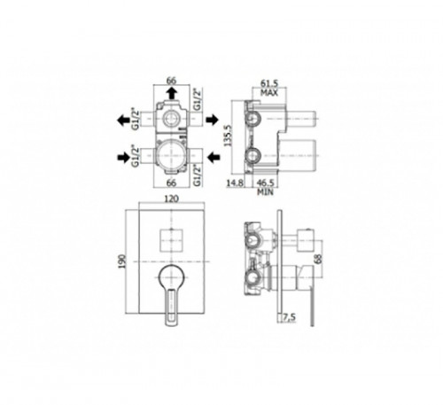 Смеситель для душа Paffoni Rock RO018CR/M Хром встраиваемый