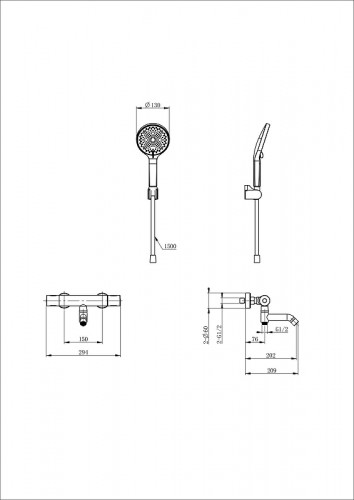 Смеситель для ванны Wonzon & Woghand Inn WW-B3013-A1-MW с термостатом цвет Белый матовый