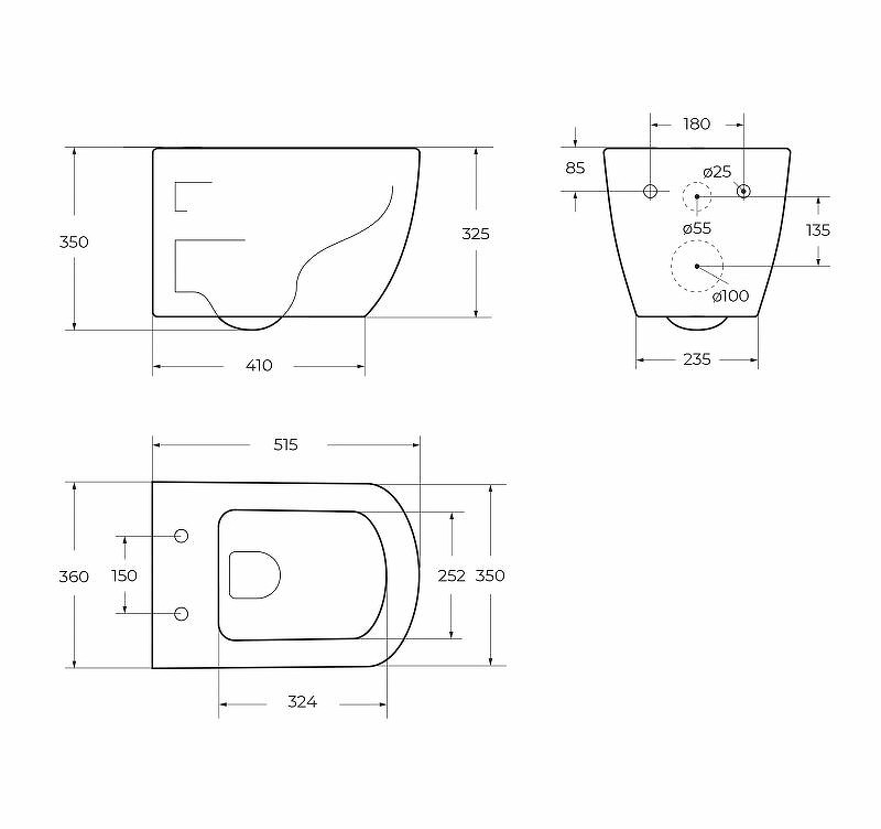 Унитаз BelBagno Carina BB514CHR без сиденья фаянс подвесной