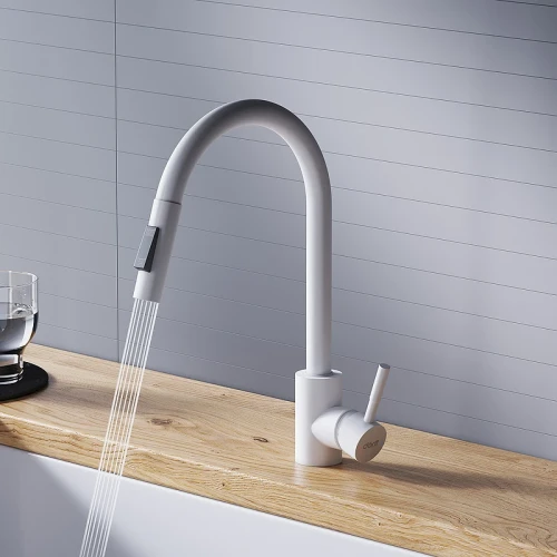 Смеситель для кухни Dorff Logic D3007533 Белый нержавеющая сталь